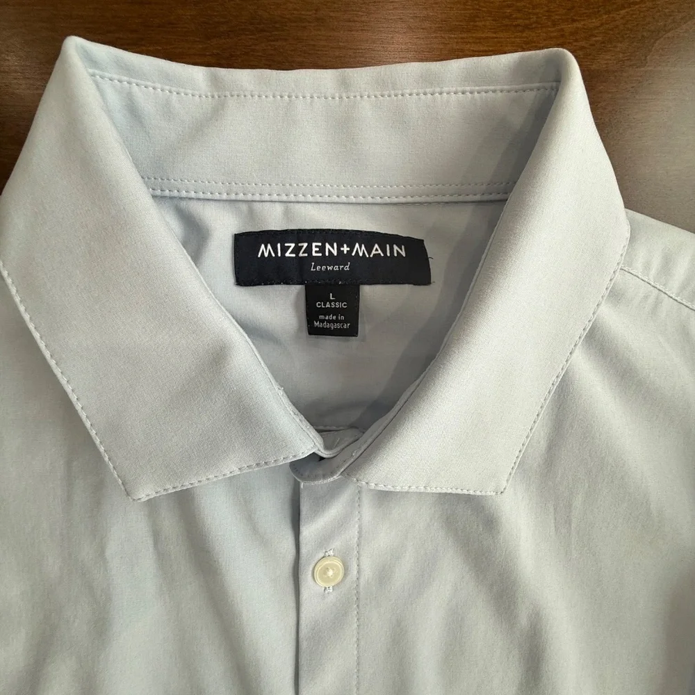 Mizzen+Main Leeward Mens L Classic Fit Light Blue Button Down Performanc Stretch - Picture 6 of 10